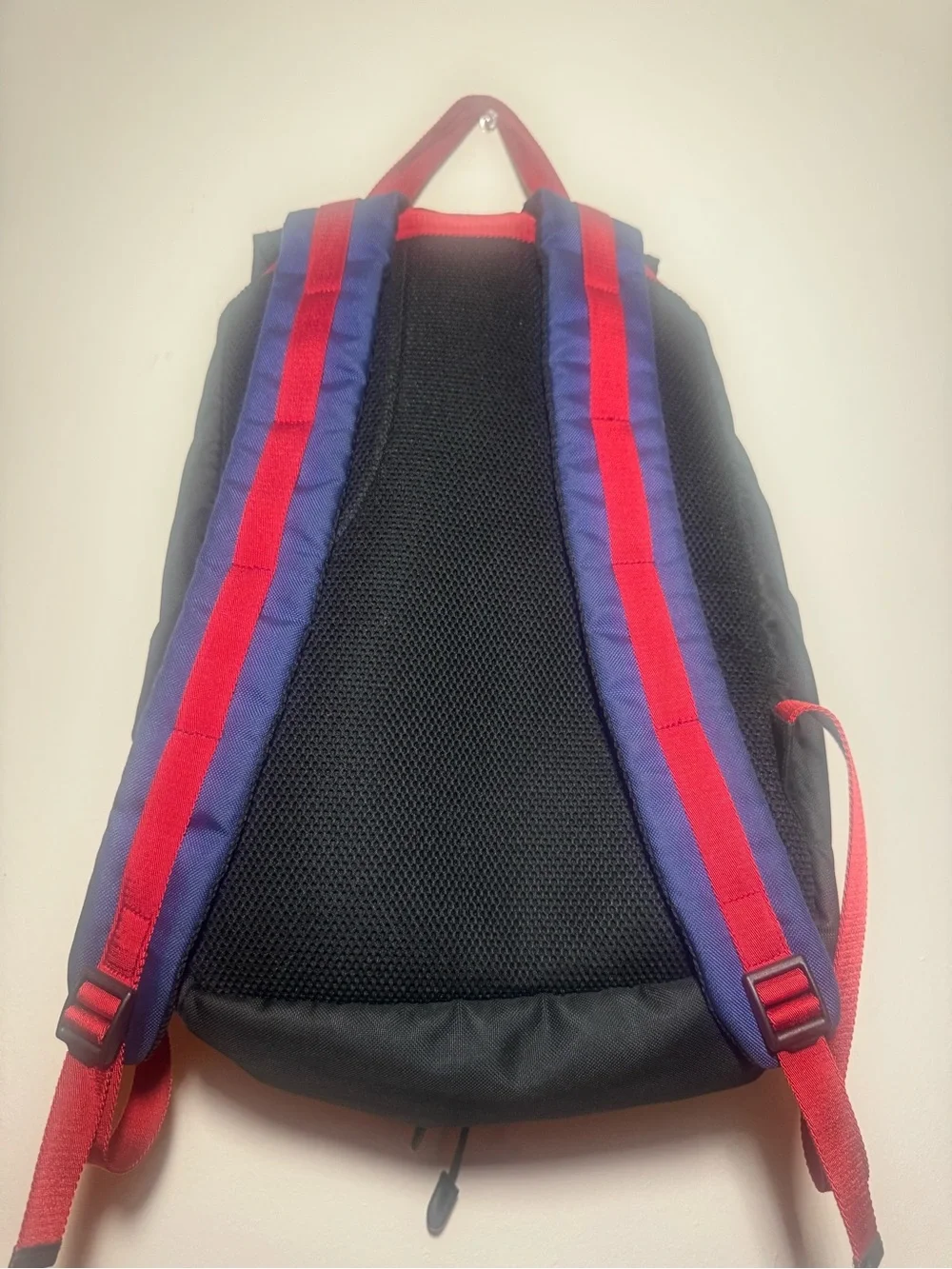 Gucci Black Canvas Backpack with Red and Green Stripe Accents